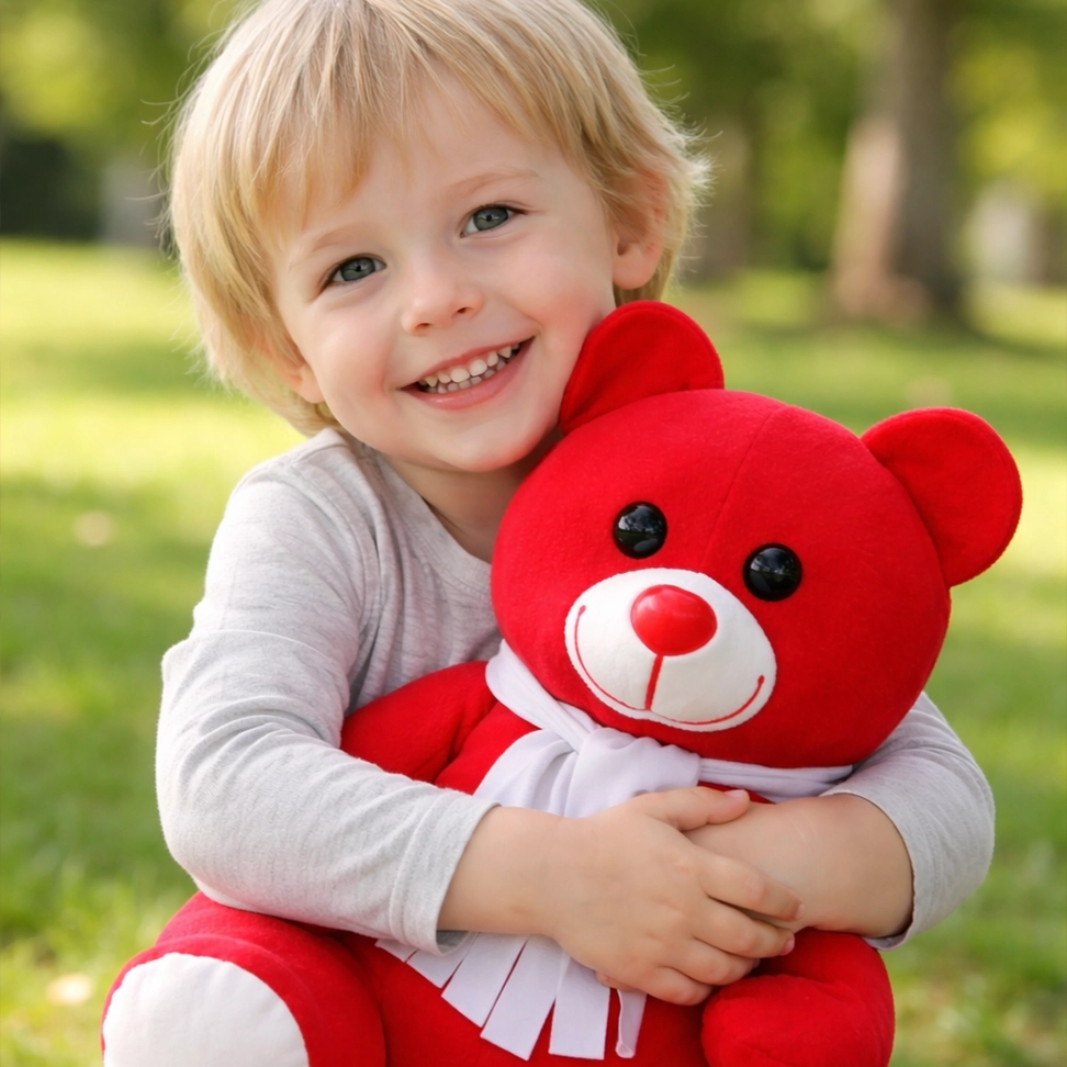 Beyaz Atkılı Kırmızı Oyuncak Ayıcık