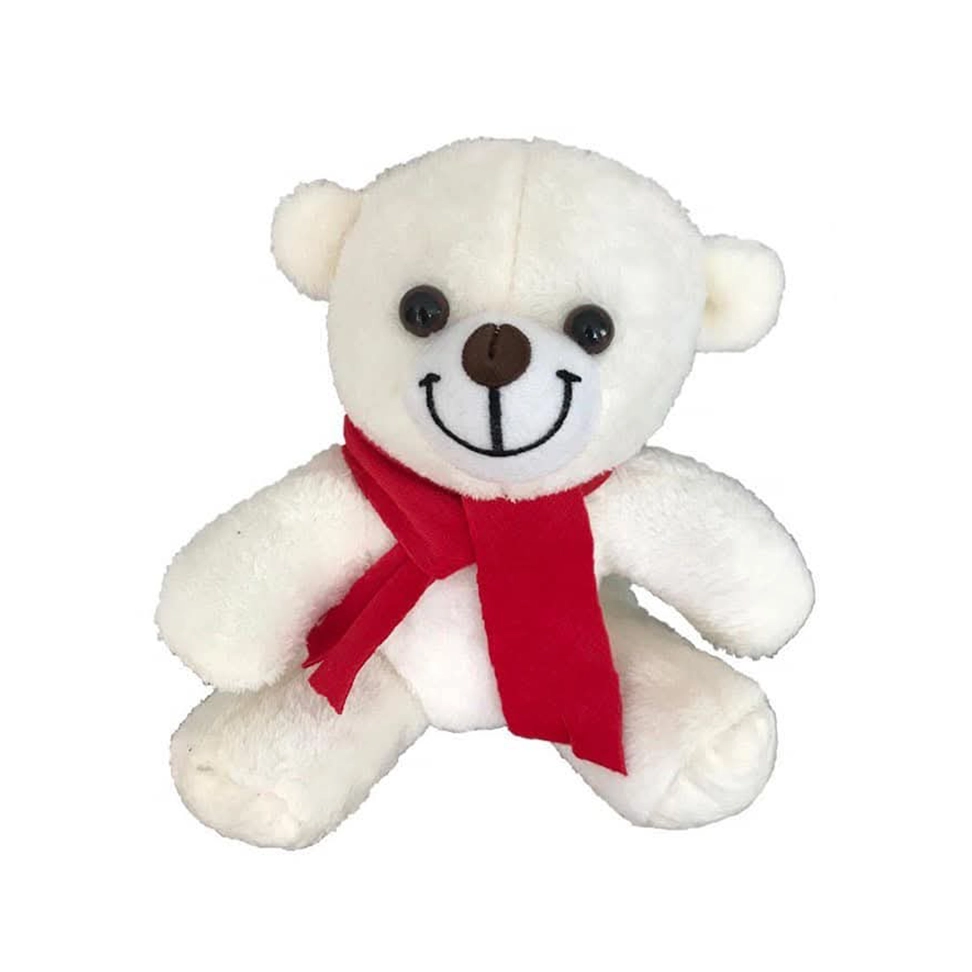 Kırmızı Atkılı Beyaz Oyuncak Ayıcık